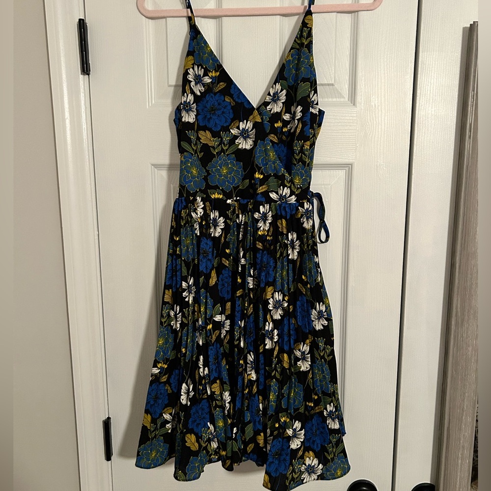 Blue Floral Wrap Dress - Lulus
